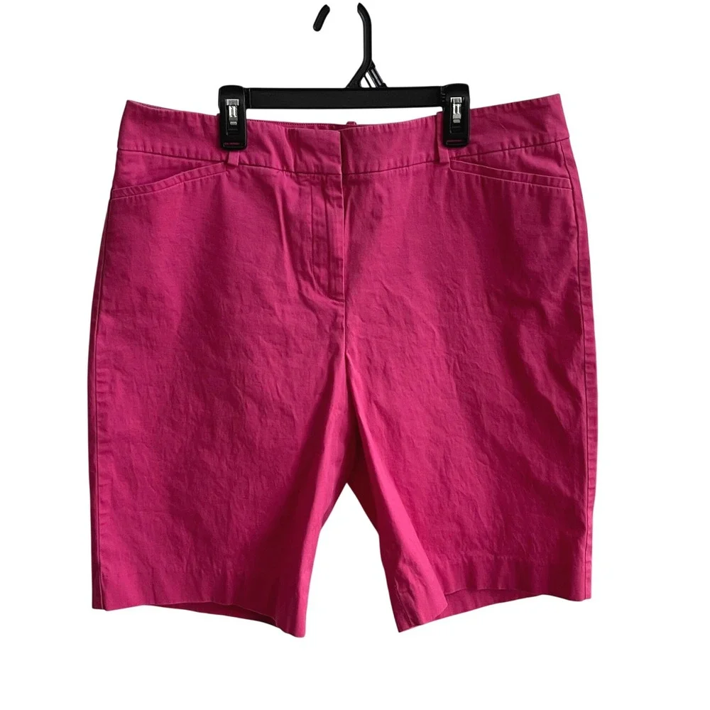 Talbots Chino Shorts Womens 12 Pink Barbiecore Preppy Bermuda Cotton Stretch 10